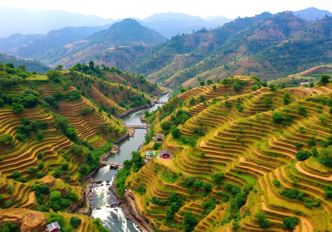 Restored watershed landscape from above